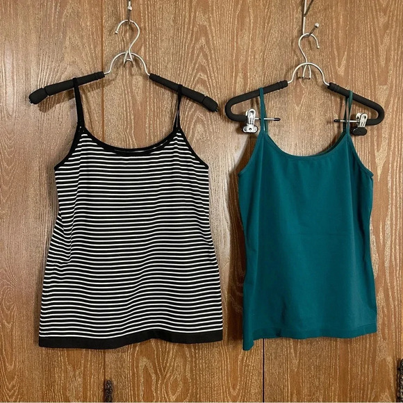Worthington Tops - Worthington Women's 2pc Tank Top L/XL Blue & Black White Striped Stretchy Casual